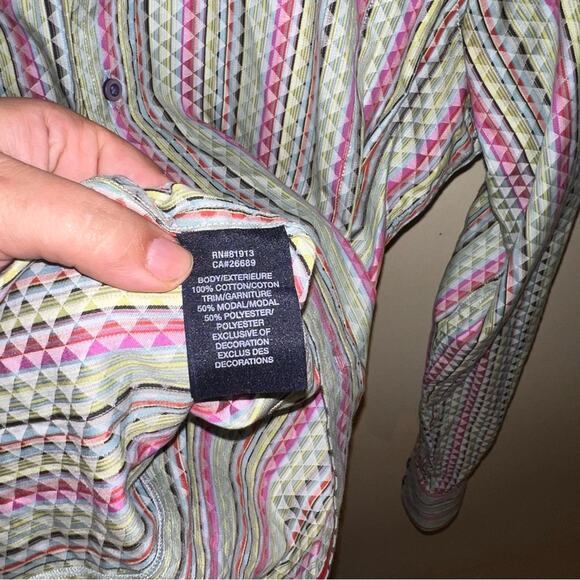 ROBERT GRAHAM diamond pattern button down flip cuff L - Picture 8 of 8